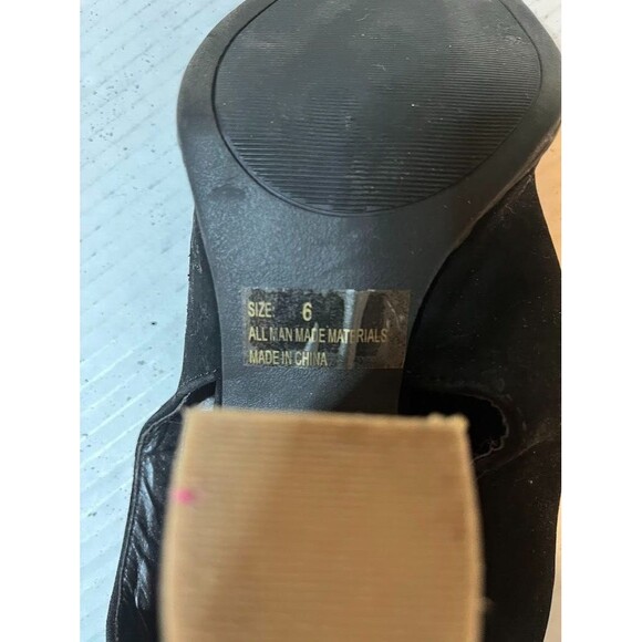 Rue 21 Peep Toe Open Heel Black Business Casual 4" Stacked Heel Booties SZ 6 - Picture 4 of 5